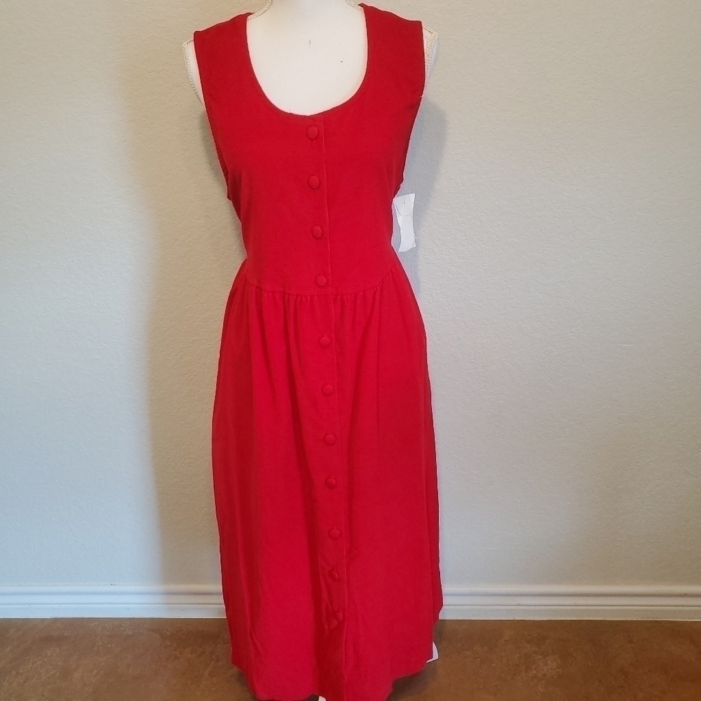 NWT Vntg Appleseeds Cordoroy Cottage Core Dress Size L - Picture 1 of 10